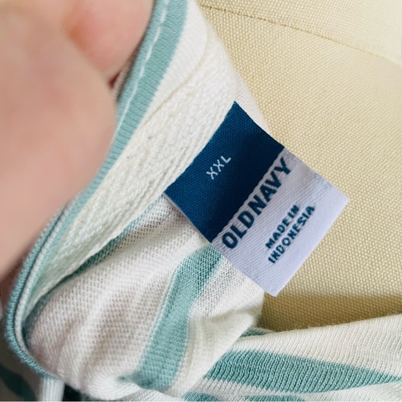 Old Navy Cropped Loose Mariner-Stripe Long-Sleeve Henley Tee- Jade- Size XXL-NWT - Picture 7 of 10